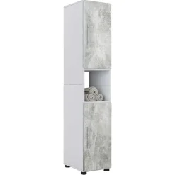 Best Badezimmer Hochschrank in Betonoptik & Weiß - Cinesio Schränke