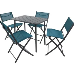 Balkon Tischgruppe in Schwarz Türkis - Ariet (fünfteilig) Sitzgruppe