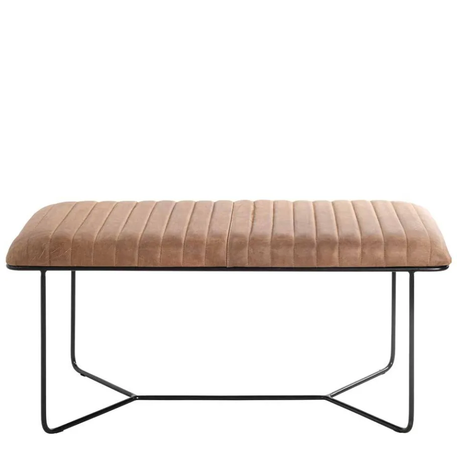 Clearance Bank aus gedecktem Glattleder in Braun - Teamona Sitzbank
