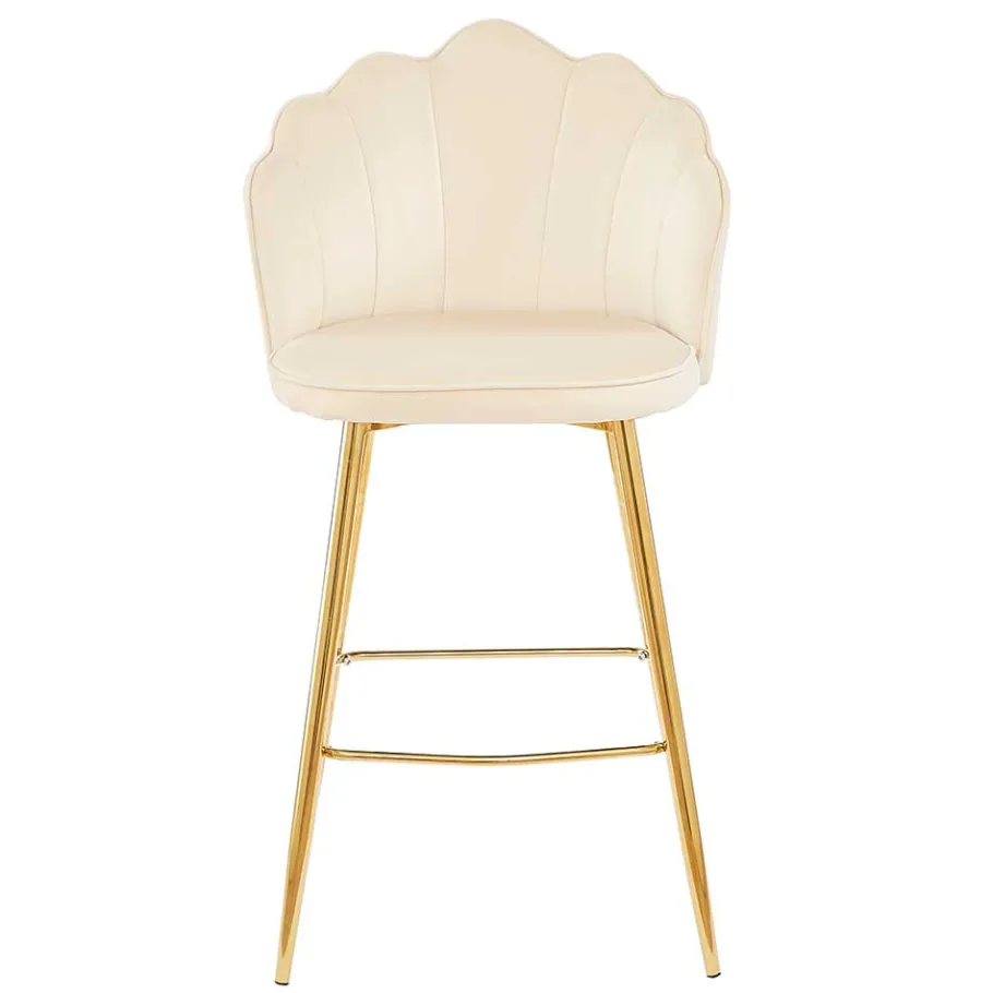 Barhocker mit Muschel-Lehne in Beige - Grovossa (2er Set) Hocker