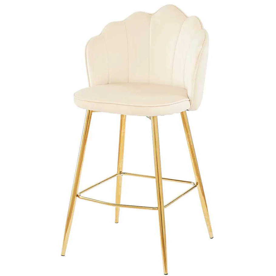 Barhocker mit Muschel-Lehne in Beige - Grovossa (2er Set) Hocker