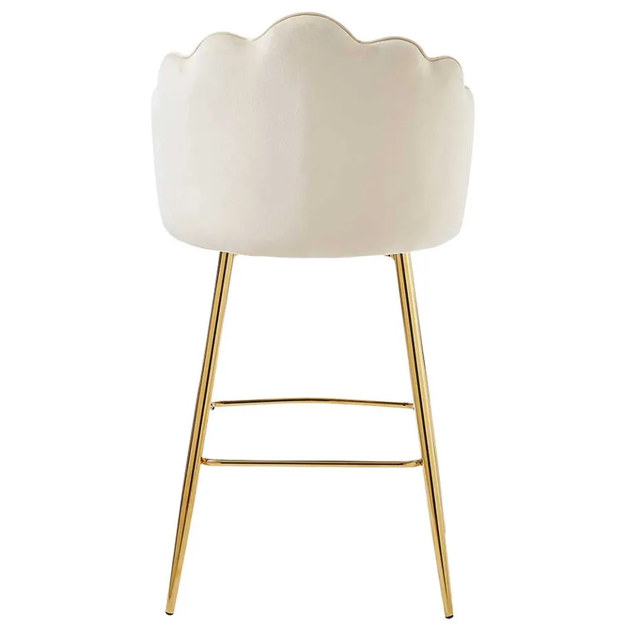 Barhocker mit Muschel-Lehne in Beige - Grovossa (2er Set) Hocker