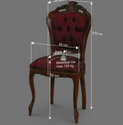 Barock Essgruppe mit Tisch rund Magari & 4 Polsterstühlen Rot (fünfteilig) Sitzgruppe