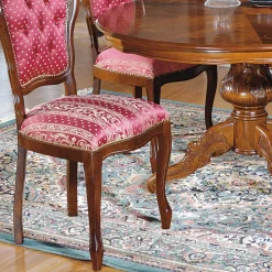 Barock Essgruppe mit Tisch rund Magari & 4 Polsterstühlen Rot (fünfteilig) Sitzgruppe