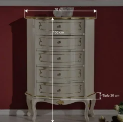 Barock Hochkommode mit fünf Schubladen - Datalera Kommoden