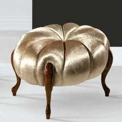 Best Barock Polsterhocker in Gold Stoff schimmernd - Leitha Hocker