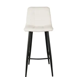 Barstuhl in Cremeweiß Bouclebezug - Gray (2er Set) Hocker