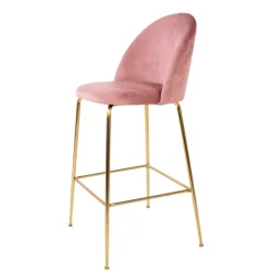 Bar-Stuhl mit Samt in Rosa - Lipari (2er Set) Hocker