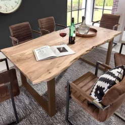 Online Baumkante Esszimmertisch mit U-Gestell Braun - Jeguta Tische