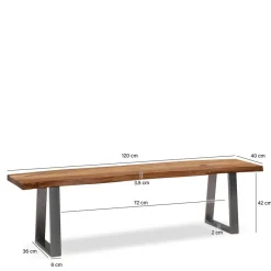 New Baumkanten Essbank aus Akazie Massivholz - Yukon Sitzbank