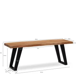 Baumkanten Flurbank aus Akazie Massivholz - Reggio Sitzbank