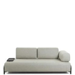 Beigefarbene Zweisitzer Couch mit Anstelltisch - Curacao Sofas