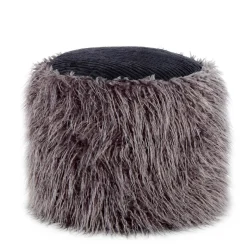 Best Beistellhocker aus Kunstfell Dunkelgrau - Landeck Hocker