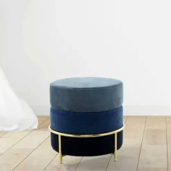 Beistellhocker in Blautönen und Gold - Vadrus Hocker