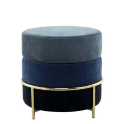 Beistellhocker in Blautönen und Gold - Vadrus Hocker