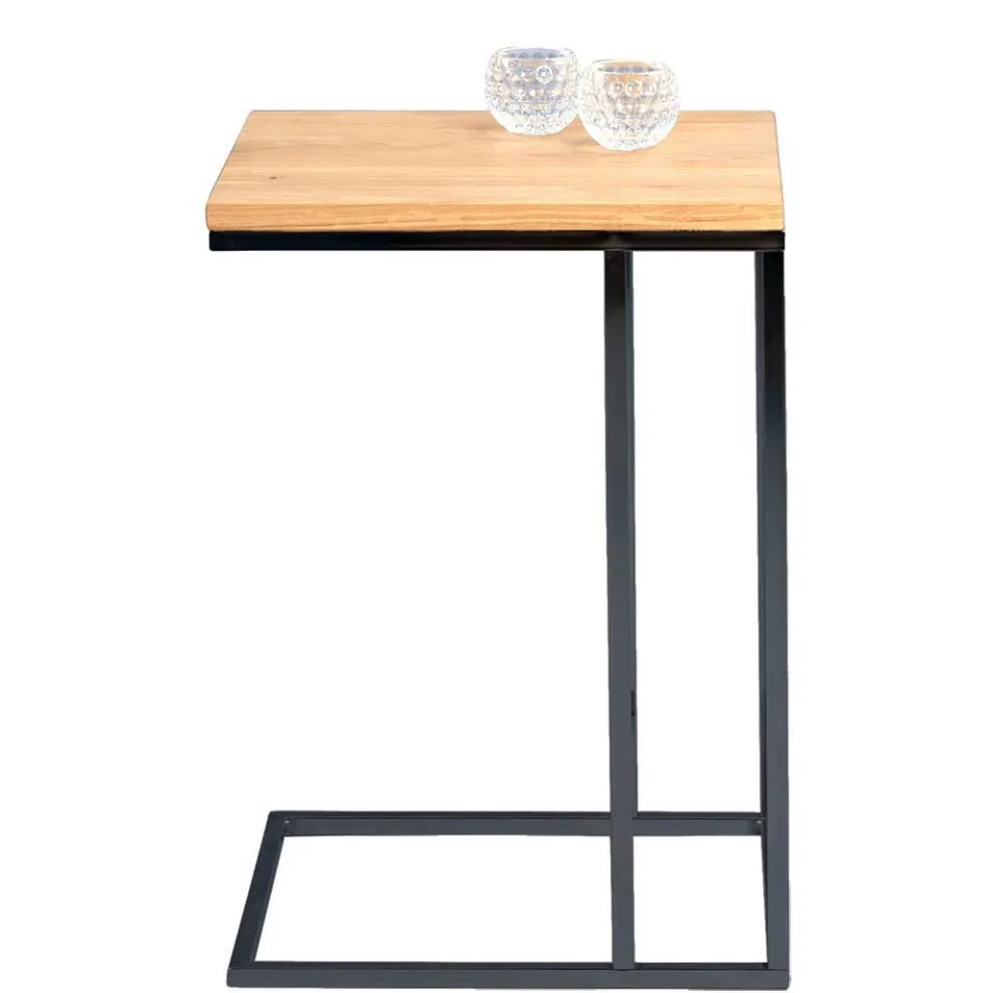Hot Beistelltisch mit Wildeiche geölt Tanja & Metall Schwarz lackiert Tische