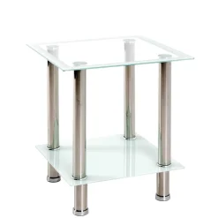 New Beistelltisch mit zwei Glasplatten 40x46x40 cm - Ubinus Tische