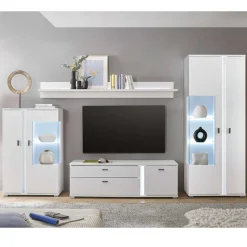 Best Beleuchtete Design TV Wohnwand in Weiß - Tirol (vierteilig) Wohnwände