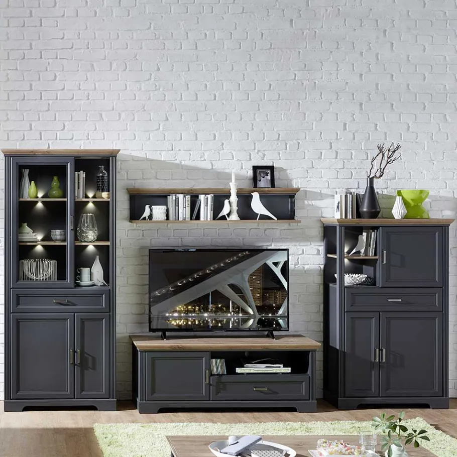 New Beleuchtete TV Wohnwand Landhaus - Thumbs (vierteilig) Wohnwände