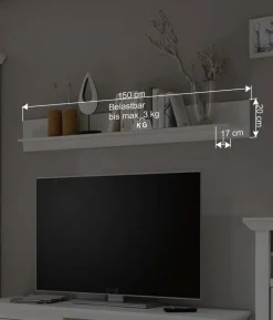 Sale Beleuchtete Wohnwand Chelles im weißem Landhausstil (vierteilig) Wohnwände