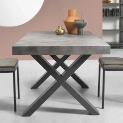 Outlet Betonoptik Ausziehtisch mit zwei Einlegeplatten - Relisa Tische