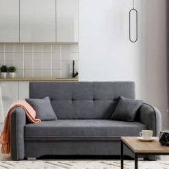 Best Bettcouch mit Federkern aus Velours Dunkelgrau - Lictona Sofas
