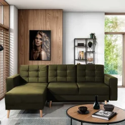 Best Bettsofa Polsterecke in Oliv Grün - Joshua Betten|Sofas