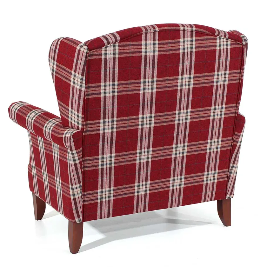 Best Big Ohrensessel in Rot kariert - Matieu Sessel