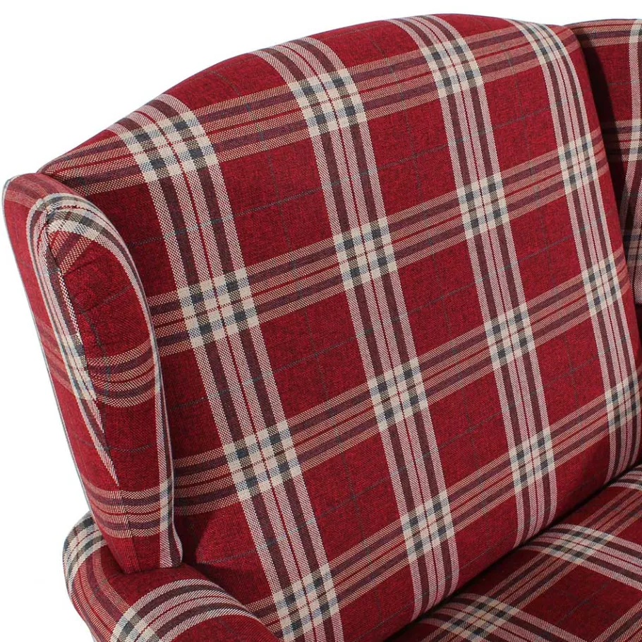 Best Big Ohrensessel in Rot kariert - Matieu Sessel