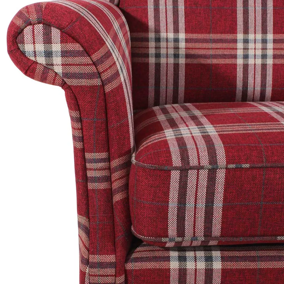 Best Big Ohrensessel in Rot kariert - Matieu Sessel