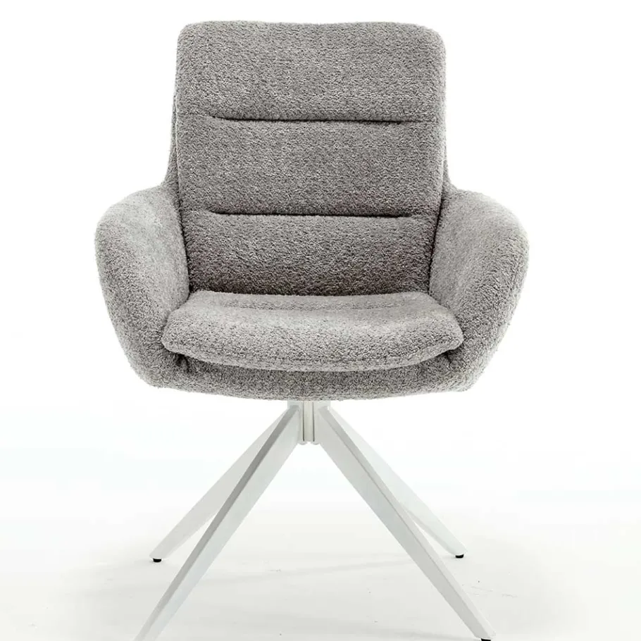 Best Boucle Armlehnenstuhl in Grau - Lulumo (2er Set) Stühle