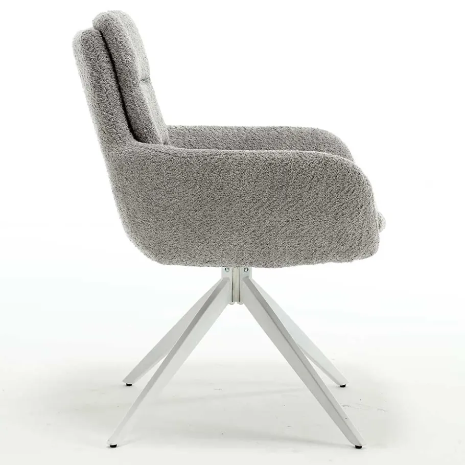 Best Boucle Armlehnenstuhl in Grau - Lulumo (2er Set) Stühle