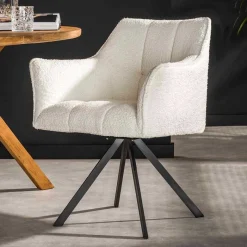 Best Boucle Armlehnenstuhl in Creme - drehbar - Tobrina (2er Set) Stühle