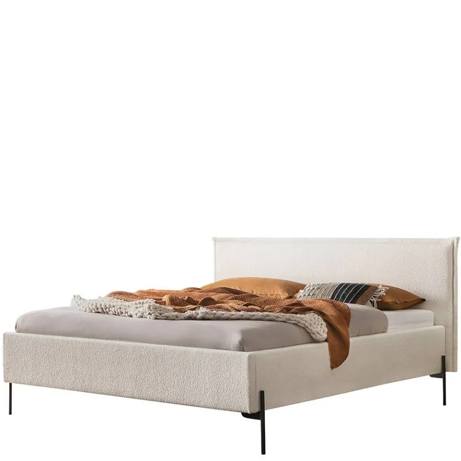 Best Boucle Stoffbett in Creme Weiß - Fontana Betten