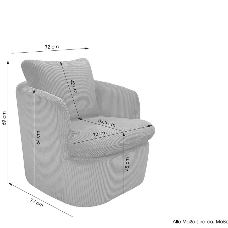 Best Breitcord Sessel in Offwhite - Fenturam Sessel