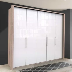 Best Breiter Schlafzimmerschrank mit weißer Glasfront - Bosays Kleiderschränke|Schränke