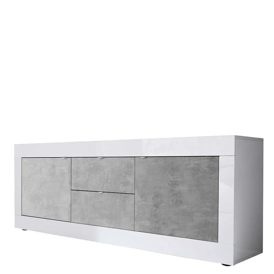 Best Breites TV Board in Weiß HG & Betonoptik - Narandu Tv & Hifi-Möbel
