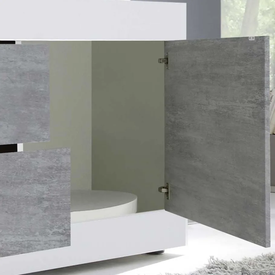 Best Breites TV Board in Weiß HG & Betonoptik - Narandu Tv & Hifi-Möbel