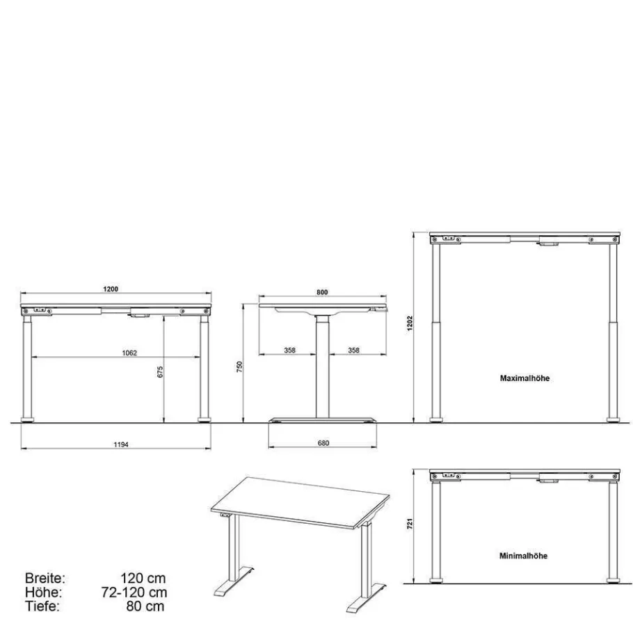 Online Bürotisch in Weiß und Schwarz - Joina Tische