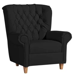 Best Chesterfield Polstersessel in Schwarz Kunstleder - Centurion Sessel