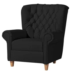 Best Chesterfield Polstersessel in Schwarz Kunstleder - Centurion Sessel