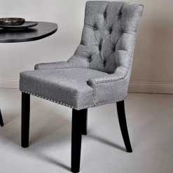 Sale Chesterfield Stuhl in Grau meliert und Schwarz - Menton Stühle