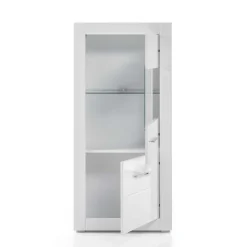 Outlet 280cm breite Schrankwand in Weiß Hochglanz Yulis optional mit LED (vierteilig) Wohnwände