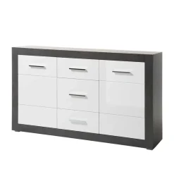 Sale 97cm hohes Hochglanz Sideboard in Weiß - Istensa Sideboards