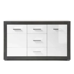 Sale 97cm hohes Hochglanz Sideboard in Weiß - Istensa Sideboards