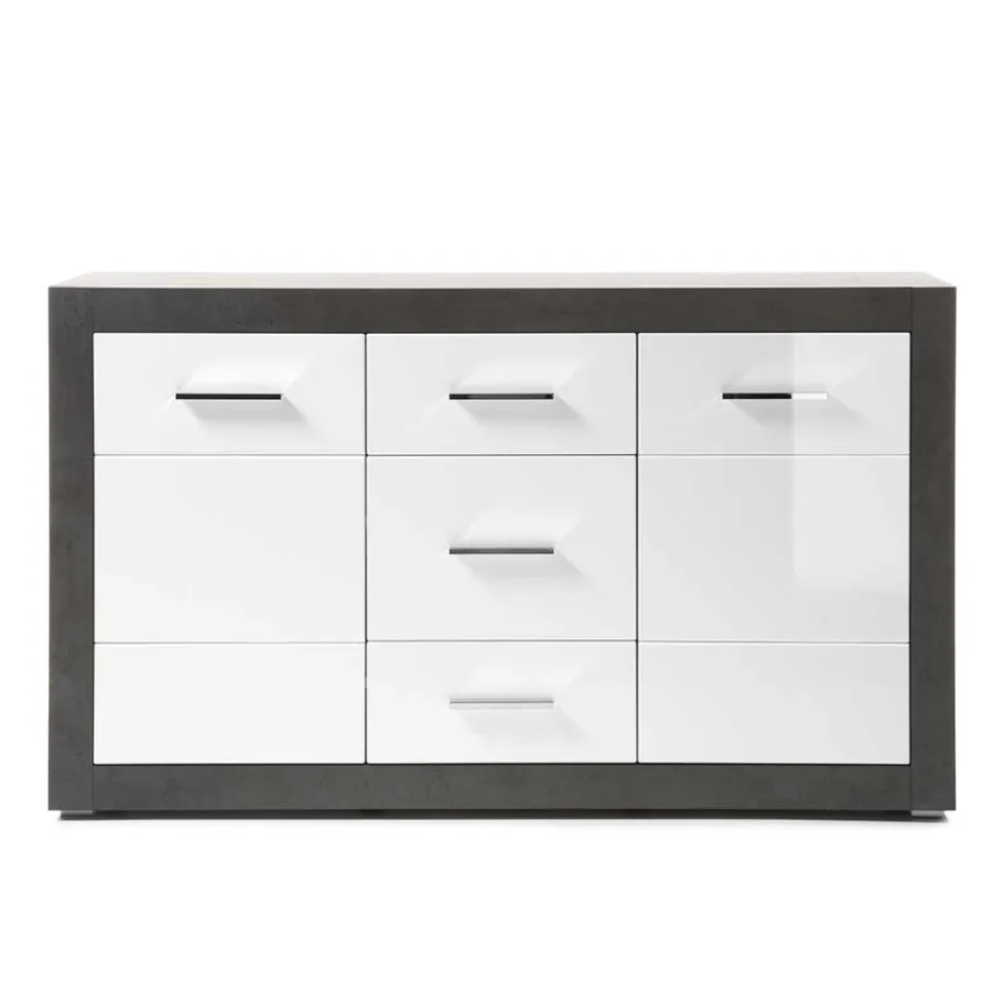 Sale 97cm hohes Hochglanz Sideboard in Weiß - Istensa Sideboards