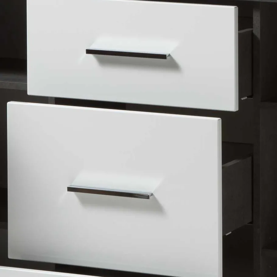 Sale 97cm hohes Hochglanz Sideboard in Weiß - Istensa Sideboards