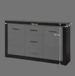 Sale 97cm hohes Hochglanz Sideboard in Weiß - Istensa Sideboards