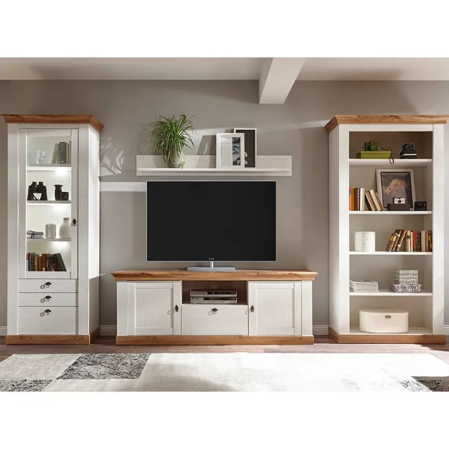 Clearance 367cm Landhaus Anbauwand Set - Diatara (vierteilig) Wohnwände