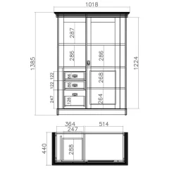 Best 356cm Landhaus Wohnwand Set - Diatara (dreiteilig) Wohnwände